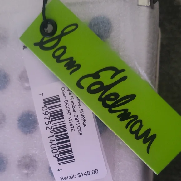 Sam Edelman Shayna White Clutch with Blue and Gray Studs. Leather Bag - Picture 3 of 5